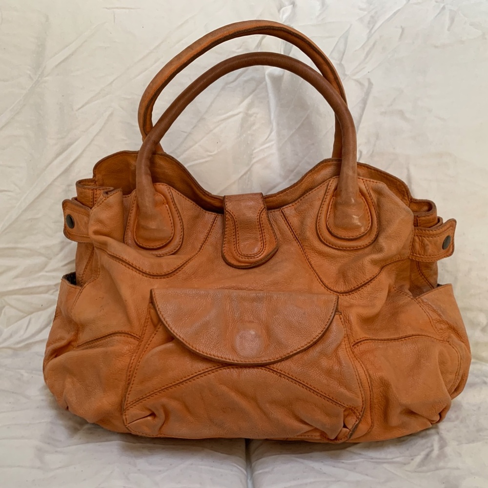 Orange Lucky Penny Anthropology Leather Purse